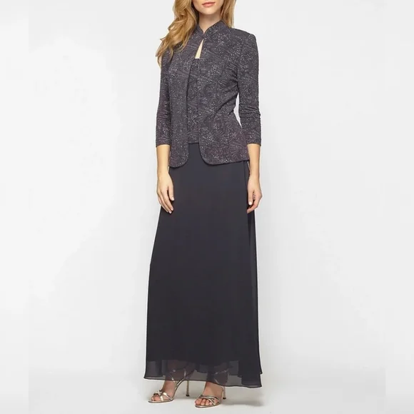 slim fit dress slacks Bethany Glitter Lace Jacket Dress main image 0